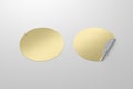 Blank  round stickers straightened and with folded corner Royalty Free Stock Photo