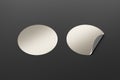 Blank  round stickers straightened and with folded corner Royalty Free Stock Photo