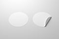 Blank  round stickers straightened and with folded corner Royalty Free Stock Photo