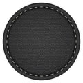 Blank round stitched black leather label Royalty Free Stock Photo