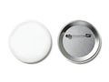 Blank round white button with metal fastener Royalty Free Stock Photo