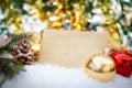 Blank rustic paper on Christmas background