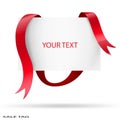 Blank sale tag. Red ribbons. Vector illustration. Royalty Free Stock Photo