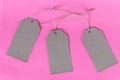 Blank sale tags mock up isolated on pink background