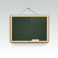 Blank school blackboard hanging on wall vector illustration