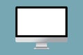 Blank screen computer display isolated on blue background