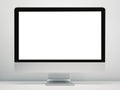 Blank screen computer display for mockup in office interior, Work desk. Royalty Free Stock Photo