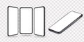 Blank screen smartphone frame, rotated position. Smartphone at different angles. The layout of the universal device. Template for