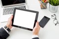 Blank screen tablet at the office Royalty Free Stock Photo