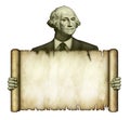 Blank Scroll Held by George Washington Royalty Free Stock Photo