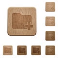 Set of carved wooden add new folder buttons Royalty Free Stock Photo