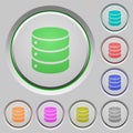 Set of color database sunk push buttons Royalty Free Stock Photo