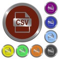 Set of glossy coin-like CSV file format buttons