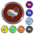 Set of glossy coin-like message sent buttons