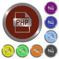 Set of glossy coin-like PHP file format buttons