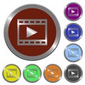 Set of glossy coin-like play movie buttons