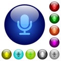 Set of color microphone glass web buttons Royalty Free Stock Photo