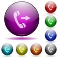 Set of color Outgoing phone call glass sphere buttons Royalty Free Stock Photo