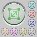 Set of color resize element sunk push buttons