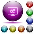 Set of color Screen settings glass sphere buttons Royalty Free Stock Photo