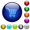 Set of color shopping cart glass web buttons Royalty Free Stock Photo