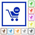 Set of square framed Remove from cart flat icons Royalty Free Stock Photo