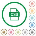 Set of CSS file format color round outlined flat icons Royalty Free Stock Photo