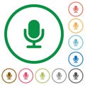 Set of Microphone color round outlined flat icons Royalty Free Stock Photo