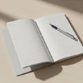 Are blank and the shadow of the pen is visible on the paper and Royalty Free Stock Photo