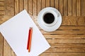 blank Sheet, color pencil and a cup of coffee Royalty Free Stock Photo