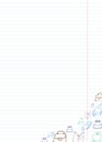 Blank note paper with outline school doodles Royalty Free Stock Photo