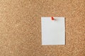 Blank sheet of paper for notes pinned to cork notice board Royalty Free Stock Photo