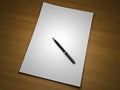 Blank sheet of paper with pen Royalty Free Stock Photo