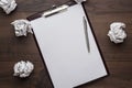 Blank sheet of paper and pen creative process concept Royalty Free Stock Photo