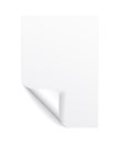 Blank A4 sheet of white paper with curled corner and shadow, template for your design. Set. Vector illustration Royalty Free Stock Photo