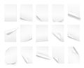 Blank A4 sheet of white paper with curled corner and shadow, template for your design. Set. Vector illustration Royalty Free Stock Photo