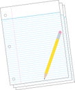 Blank loose leaf notebook paper and pencil vector available