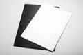 Blank sheets of paper over black folder