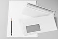 Blank Sheets of Paper, Two Envelopes, and Pencil Royalty Free Stock Photo