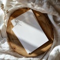 Blank sheets of papers on wooden table, top view. Space for design