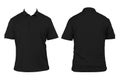 Blank shirt neck mockup template, front and back view, isolated black, plain t-shirt. Mockup. Printable polo shirt design