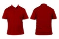 Blank shirt neck mockup template, front and back view, isolated red, plain t-shirt. Mockup. Printable polo shirt design
