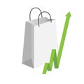 Blank shopping bag with arrow pointing up