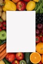 Blank shopping list with fruits and vegetables with copyspace Royalty Free Stock Photo