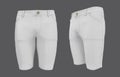 Blank short pants mockup, front and side views.