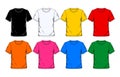 Blank Short Sleeve Eight Color T-shirt Template Round Neck Vector Illustration Royalty Free Stock Photo