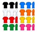 Blank Short Sleeve Eight Color T-shirt Template, Vector Image On White Background Royalty Free Stock Photo