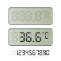 Blank and showing normal temperature thermometer screen. Grey digital number set. Medicine and healthcare. Examination Royalty Free Stock Photo