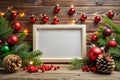 Christmas Sign, Blank Sign with Christmas Decorations Royalty Free Stock Photo
