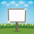 Blank sign board lawn landscape sky background Royalty Free Stock Photo